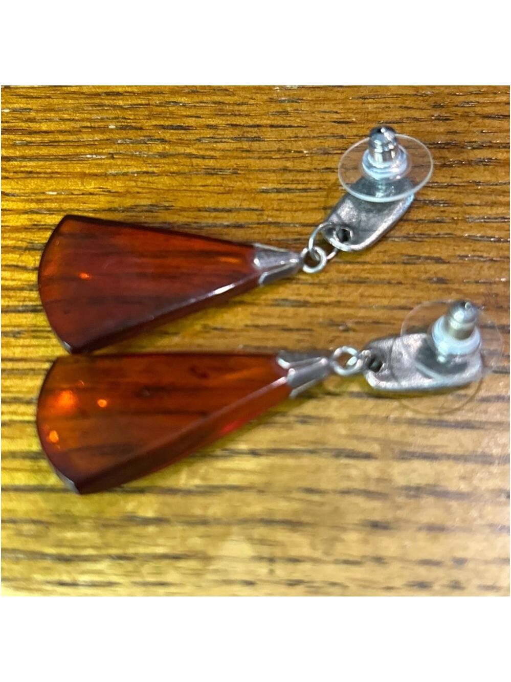 Women's vintage amber and Silver tone Drop Earrings, One Size - Picture 2 of 5